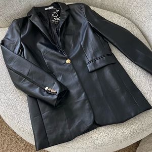 Black Leather Blazer Jacket
